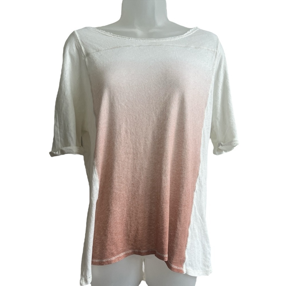 Free People We the Free Short Sleeve Top White & Melon Ombre Size XS